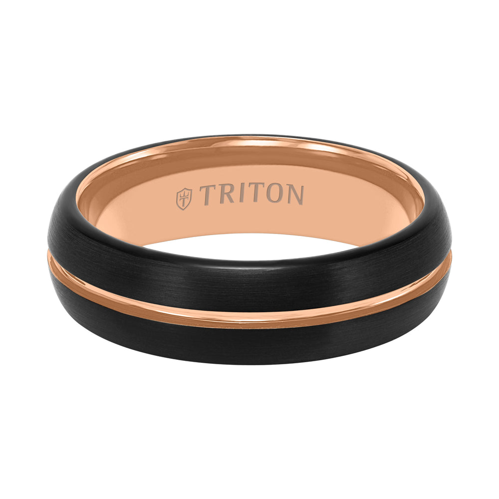 6.5MM Tungsten Carbide Two -Tone Ring with Brushed Finish