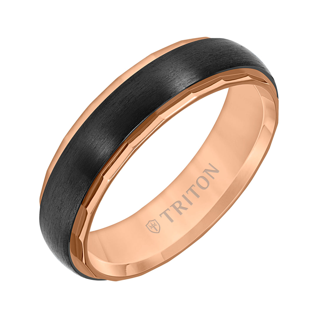 11-6221T6RB-G.00 - Goldman - 6MM Titanium Ring with Satin Finish and Faceted Edge