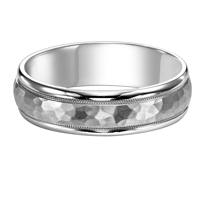 Dome Round Edge Carved Wedding Band