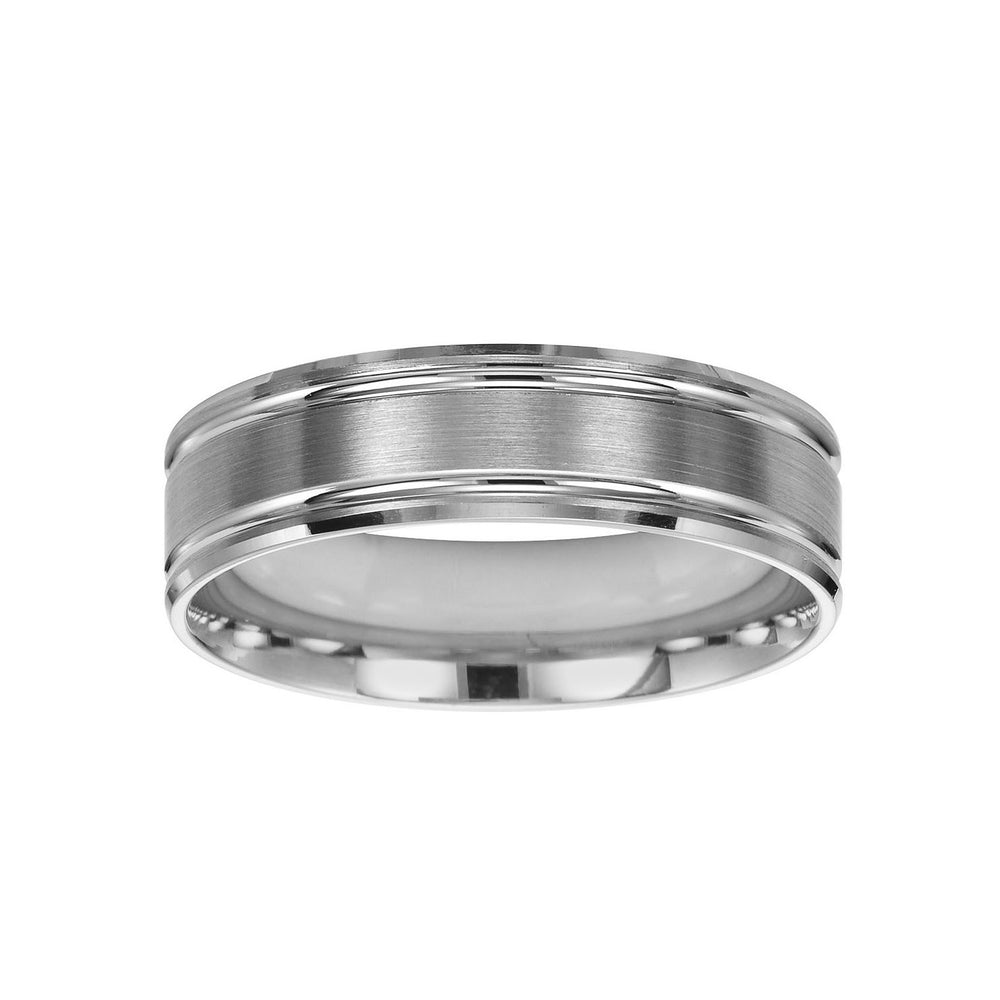 11-8261W-G.00 - Goldman - Featuring a , brushed finish  and a stepped edge, this Comfort Fit wedding band is simply luxurious