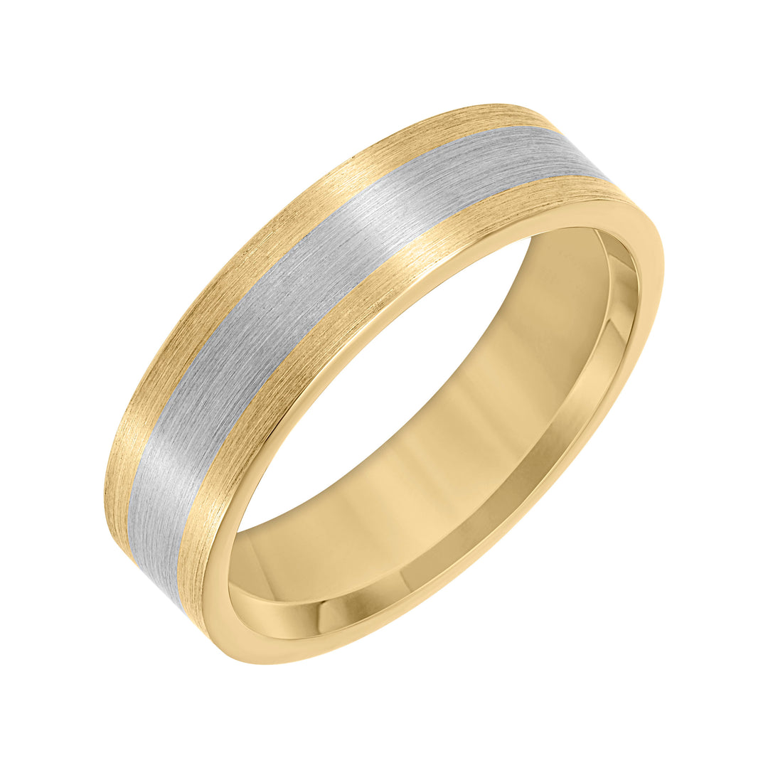 11-8591YW6-G.00 - Goldman - 6MM Two Tone Band with Brushed Finish and Dome Roll Edge