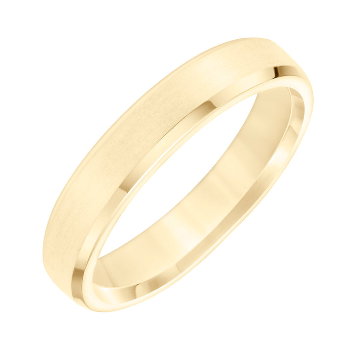 Mens Wedding Band with Brush Finish and Polished Bevel Edge