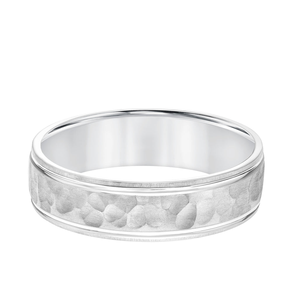 11-8856W6-G.00 - Goldman - Mens Comfort Fit Wedding Band with Brush Stone Finish and Polished Side Lines