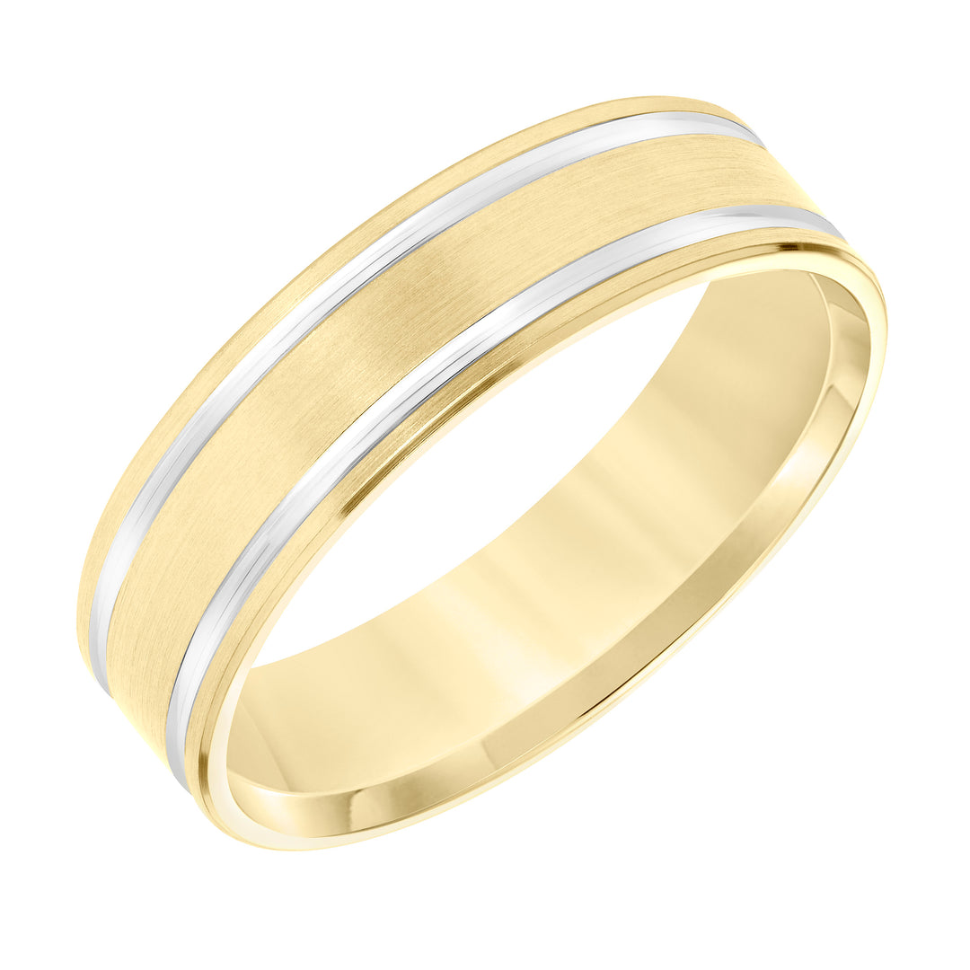 11-8858Y6-G.00 - Goldman - Mens Comfort Fit Wedding Band with Brush Finish and Polished Side Lines