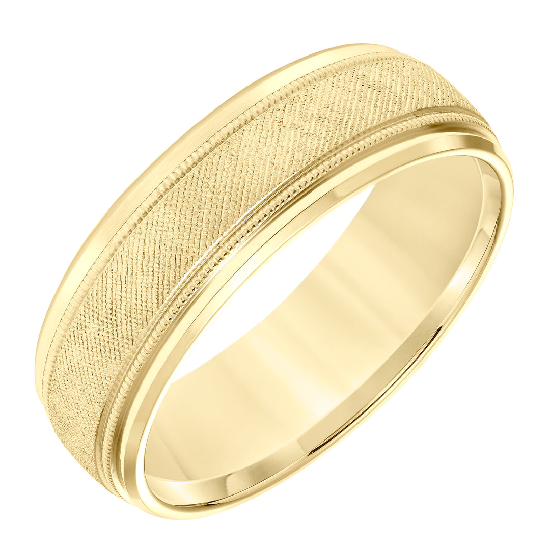 Dome Step Edge Carved Wedding Band