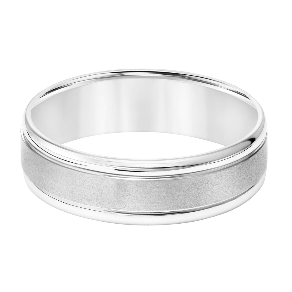 Mens Comfort Fit Wedding Band with Brush Finish and Polished Round Edge