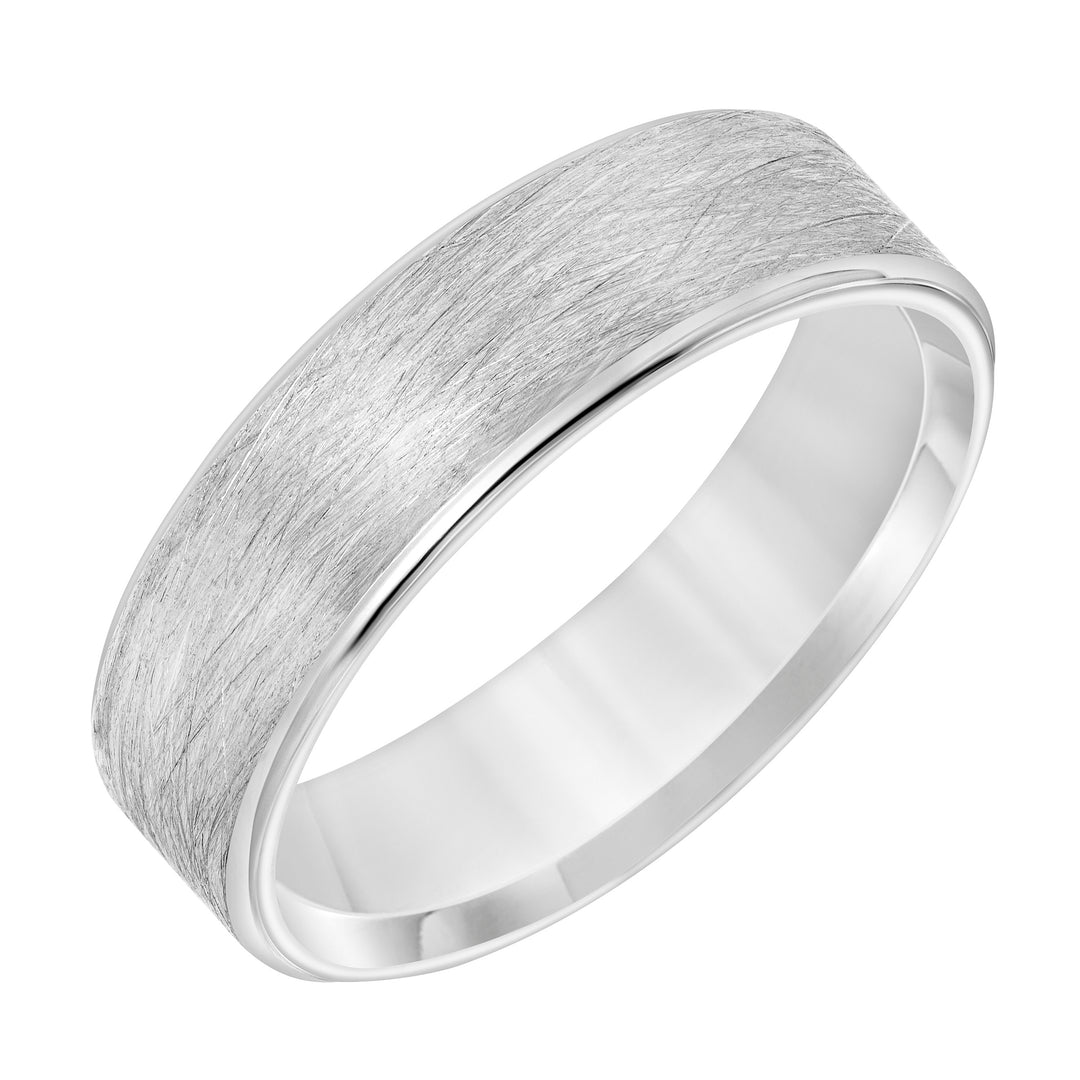 11-8871W6-G.00 - Goldman - Mens Comfort Fit Wedding Band with Wire Finish and Polished Round Edge