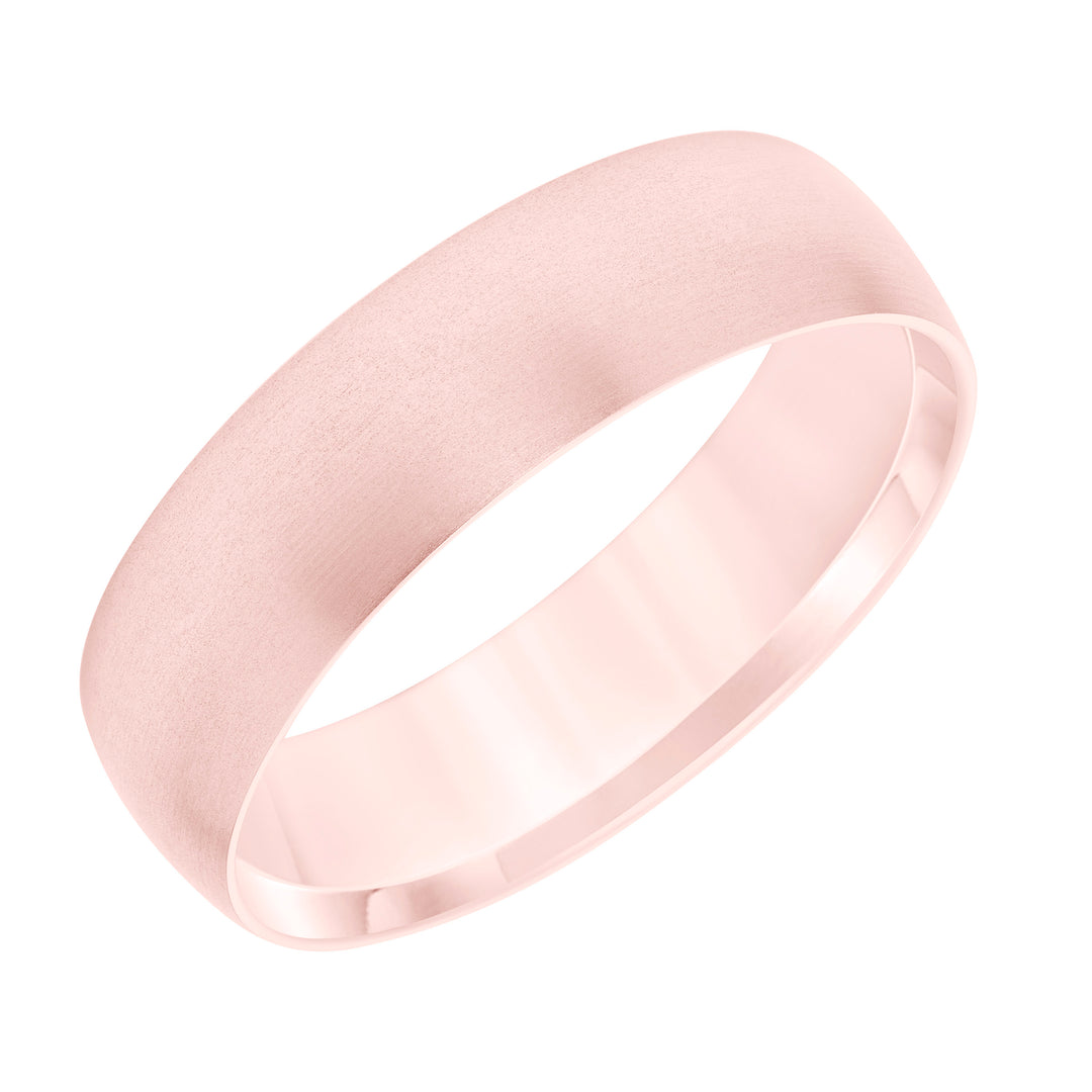 6mm Width Comfort Fit Band with Brushed Finish and Flat Edge