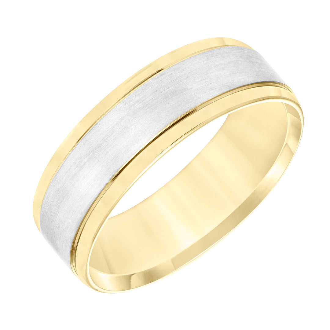 11-8880YW7-G.00 - Goldman - Flat Round Edge Carved Wedding Band