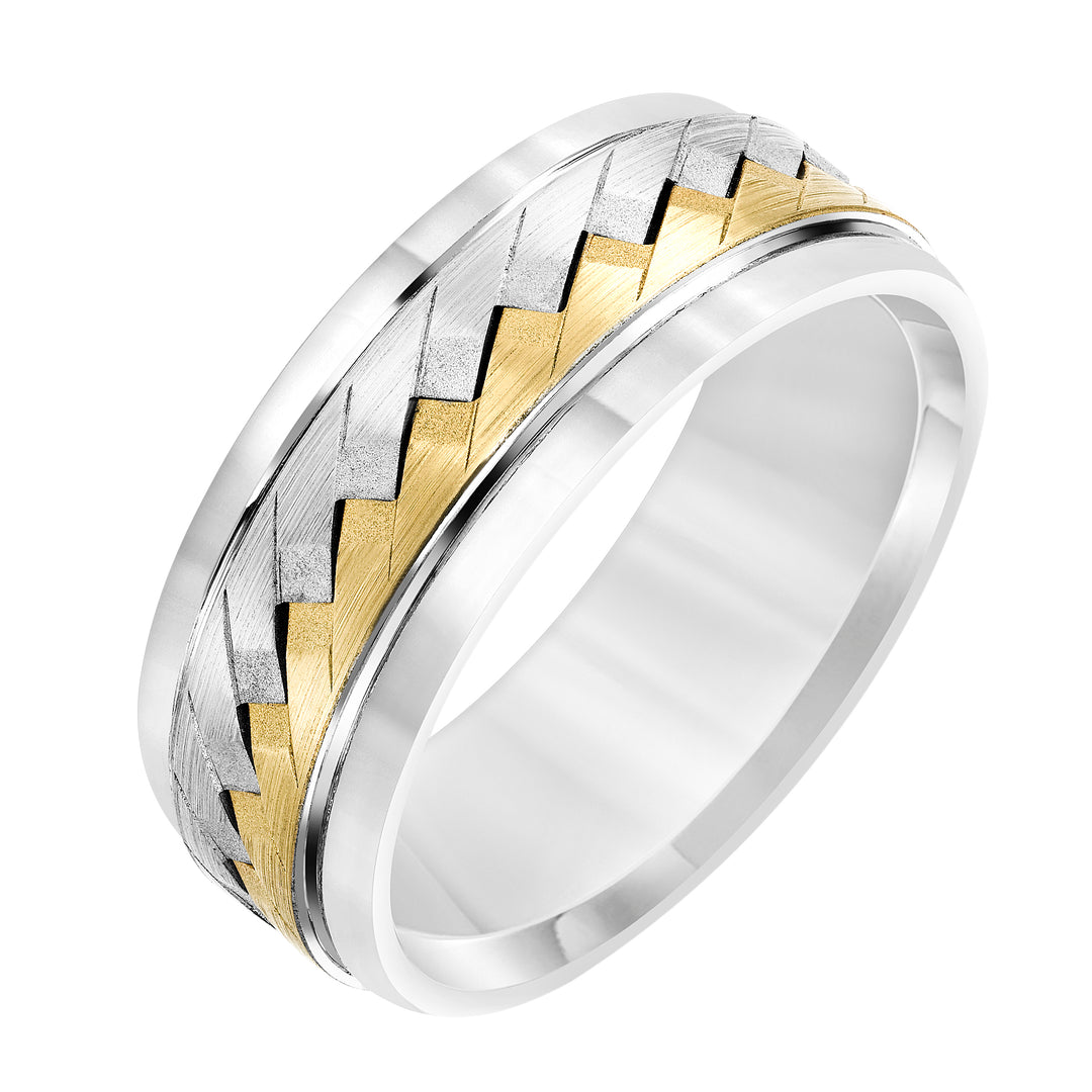 11-9046WY8-G.00 - Goldman - Low Dome Round Edge Carved Wedding Band