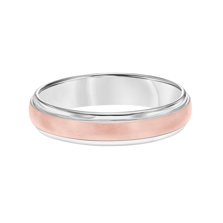 Low Dome Round Edge Carved Wedding Band