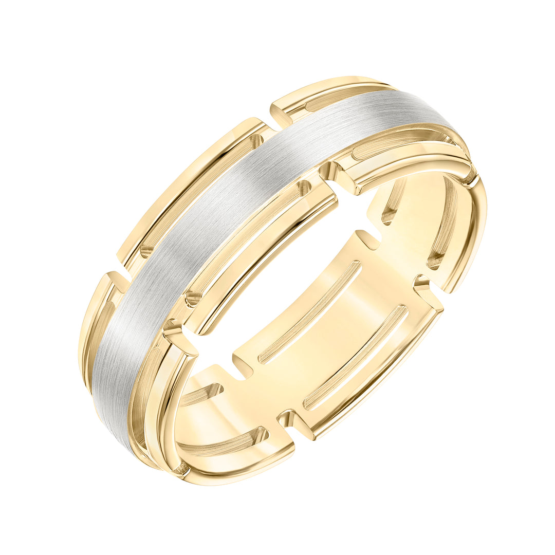 Low Dome Round Edge Carved Wedding Band