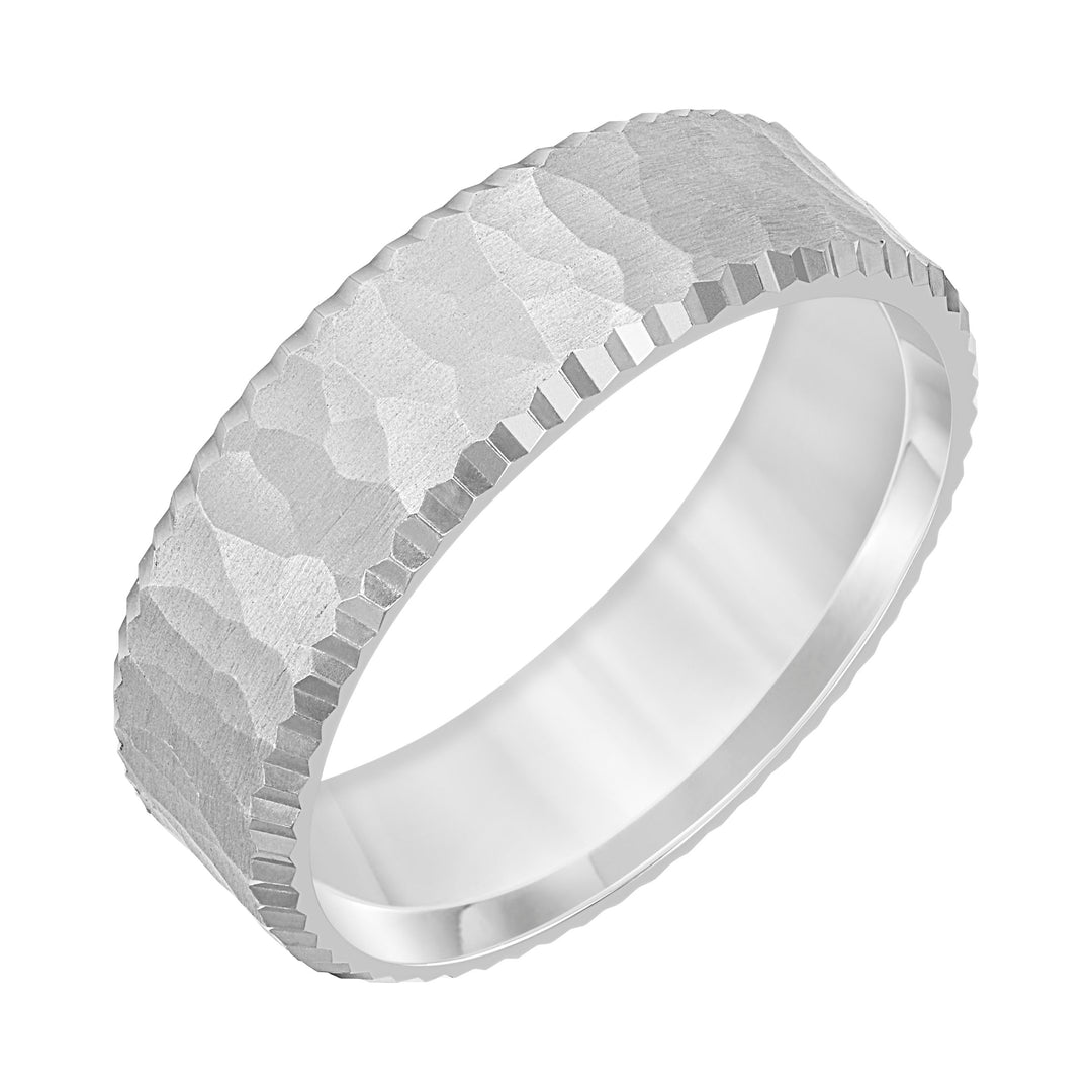11-9208W7-G.00 - Goldman - 7MM Band with Hammered Finish and Serrated Edge