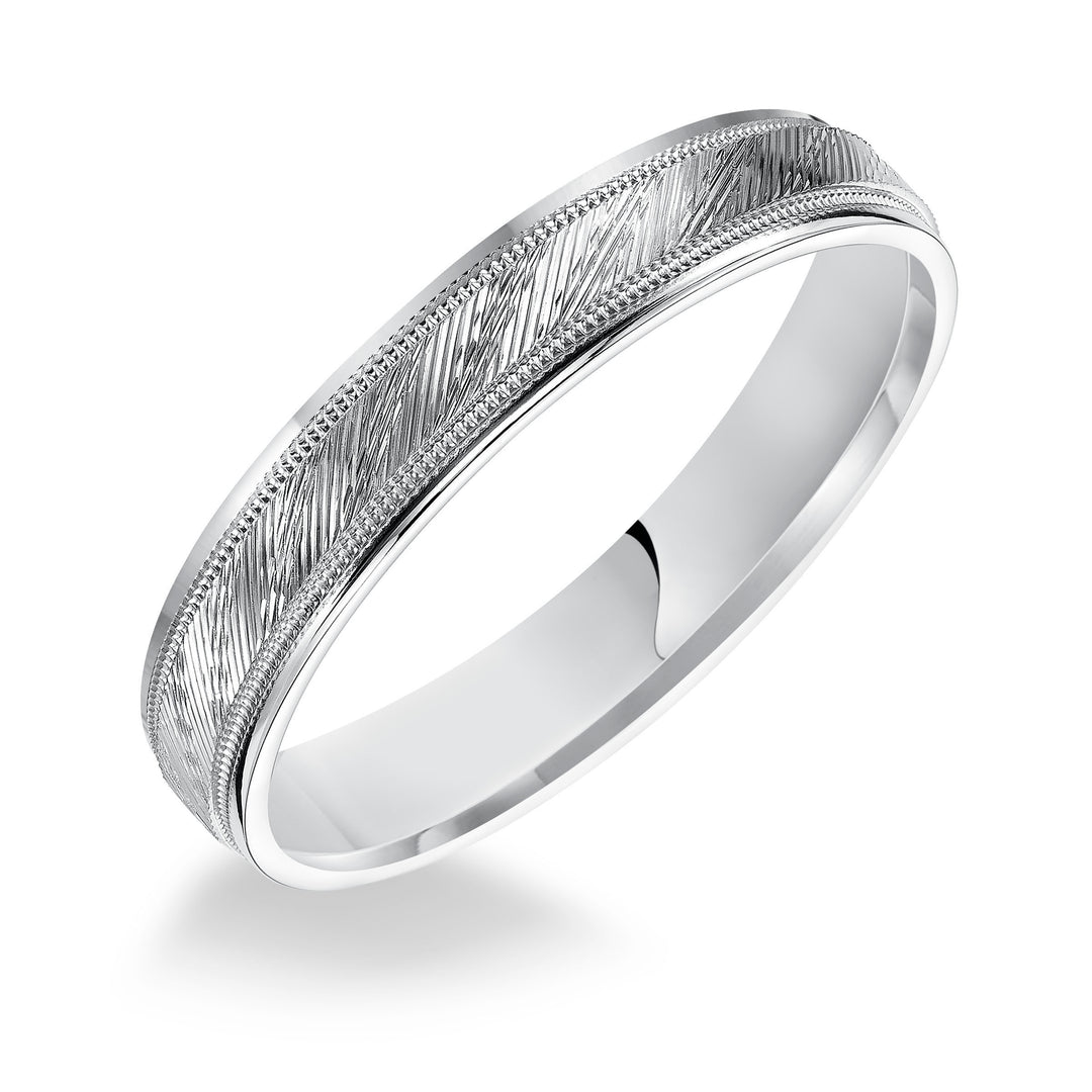 Flat Round Edge Carved Wedding Band