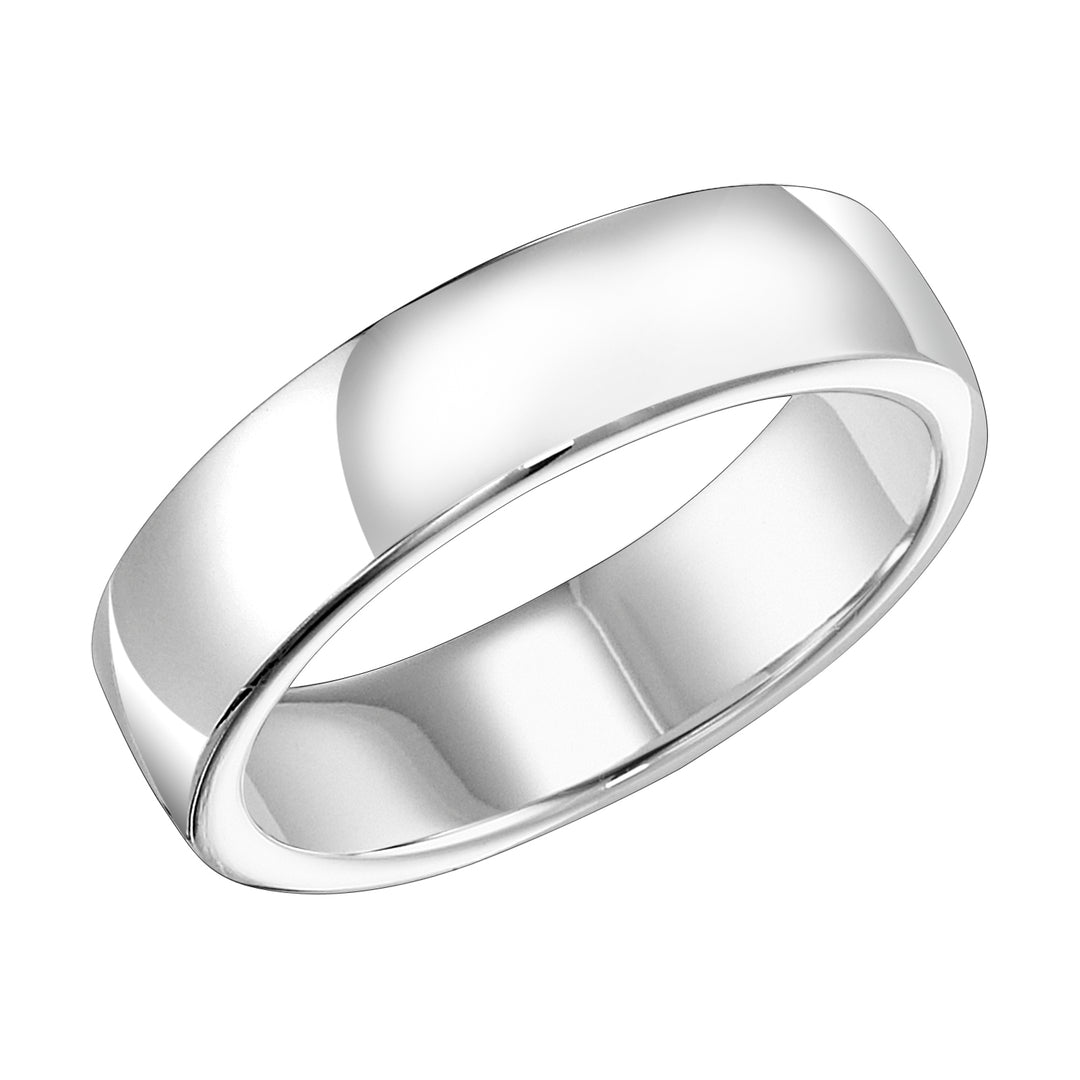 Nothing symbolizes eternal love more than this low-domed style, Comfort Fit, wedding band featuring a bright polished finish and rolled edge