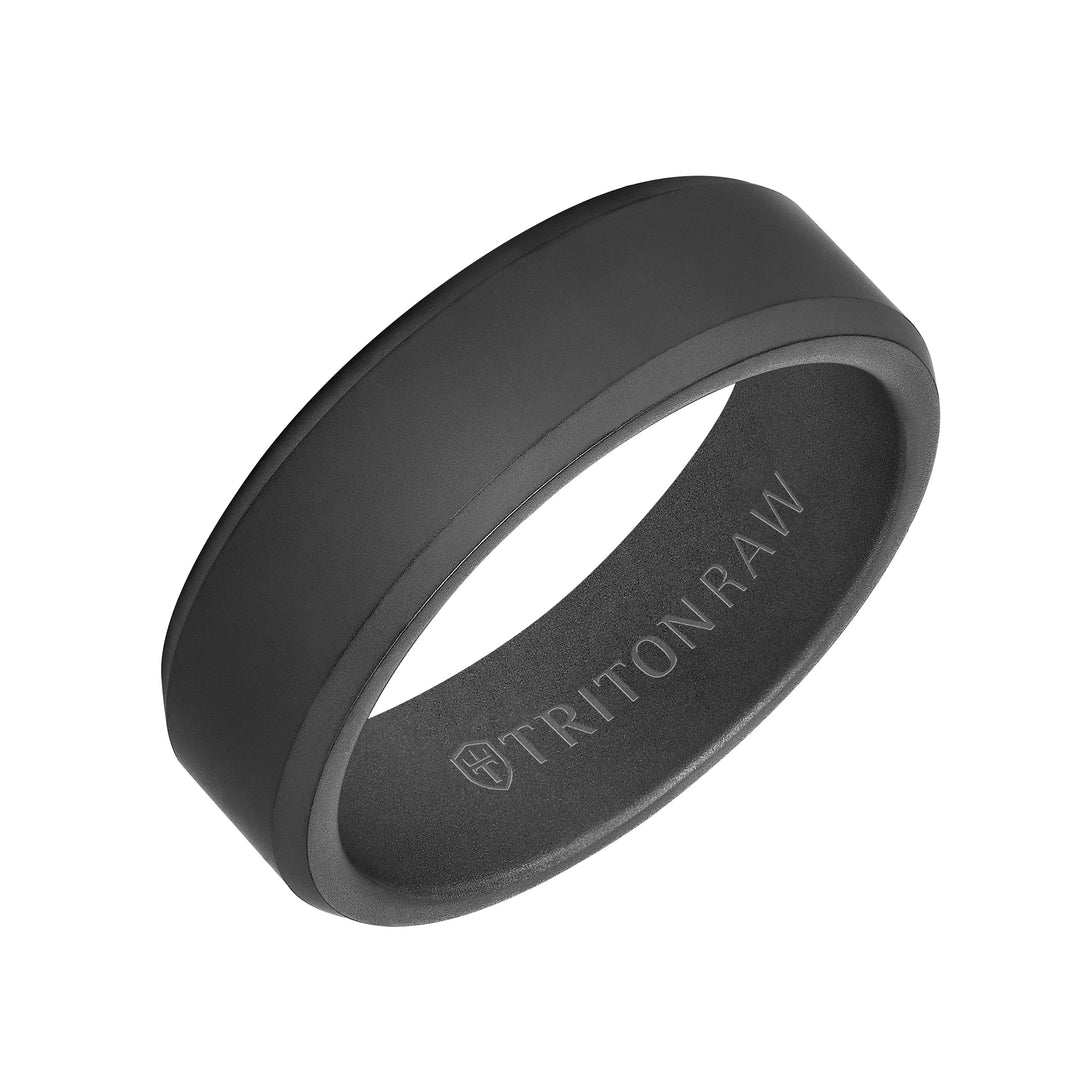11-RAW0123BC7-G.00 - Goldman - 7mm RAW Bevel Edge Band w/Sandblast Finish & Black Interior