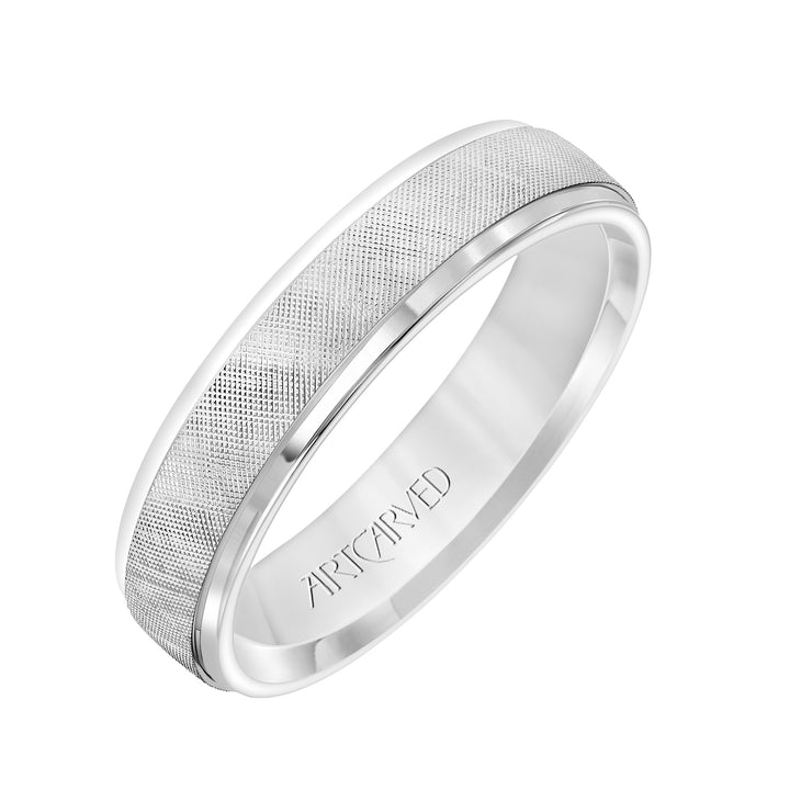 11-WV3900W-G.00 - ARTCARVED - Comfort Fit, engraved wedding band with textured design, and rolled edges