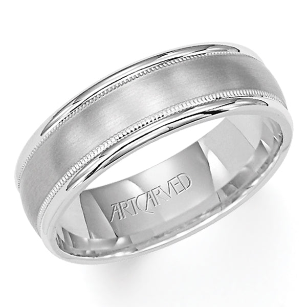 11-WV5010-G - ARTCARVED - Comfort Fit wedding band with brushed finish, milgrain and rolled edges