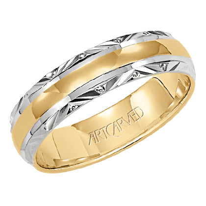 11-WV5013-G - ARTCARVED - Comfort Fit wedding band with brightly polished center and engraved trim