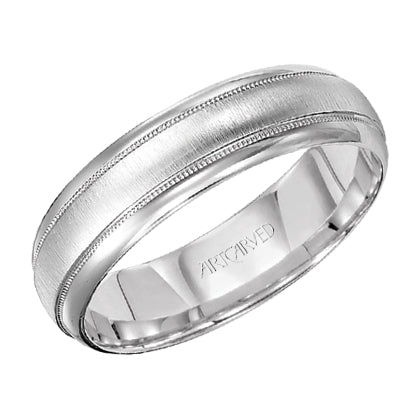 11-WV5014-G - ARTCARVED - Comfort Fit wedding band with brushed finish, milgrain and rolled edges