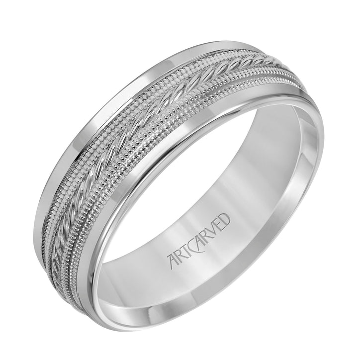 11-WV5031W-G.00 - ARTCARVED - 7MM Wedding band with detailed engraved inlay