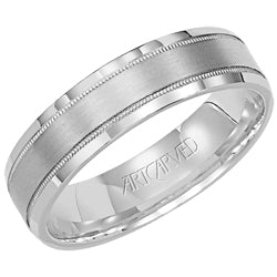 11-WV591-G - ARTCARVED - Comfort Fit, classic wedding band with milgrain, brushed finish and flat edges