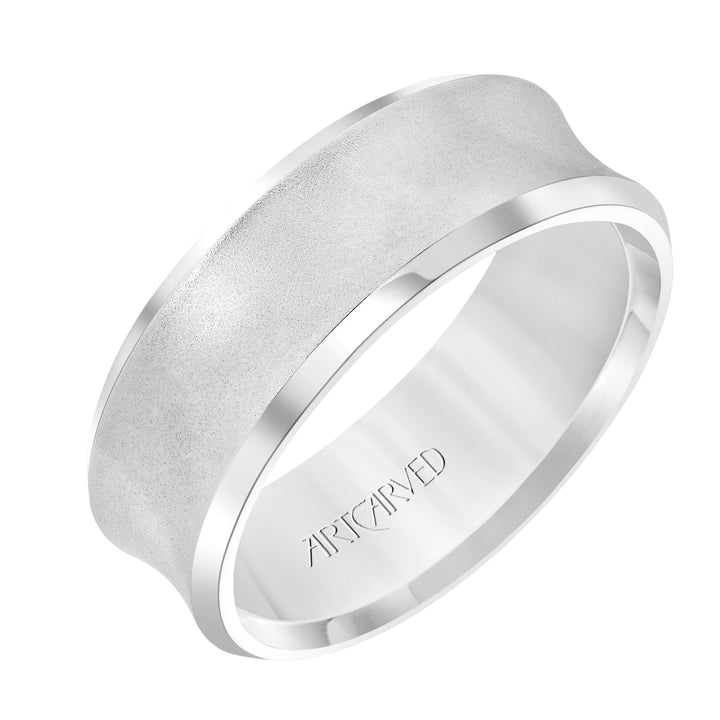 11-WV7188W-G.00 - ARTCARVED - Comfort Fit, engraved wedding band with beveled edges and satin finish