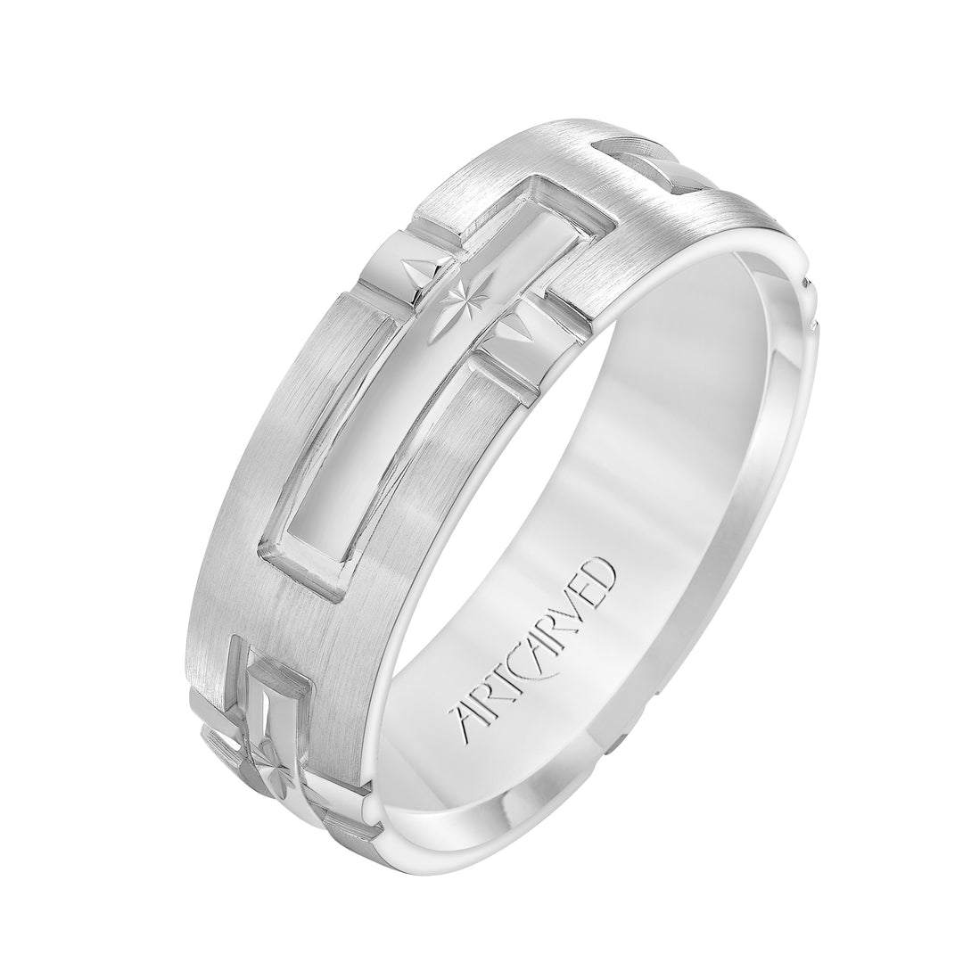 11-WV7353-G - ARTCARVED - Comfort Fit wedding band with engraved cross design