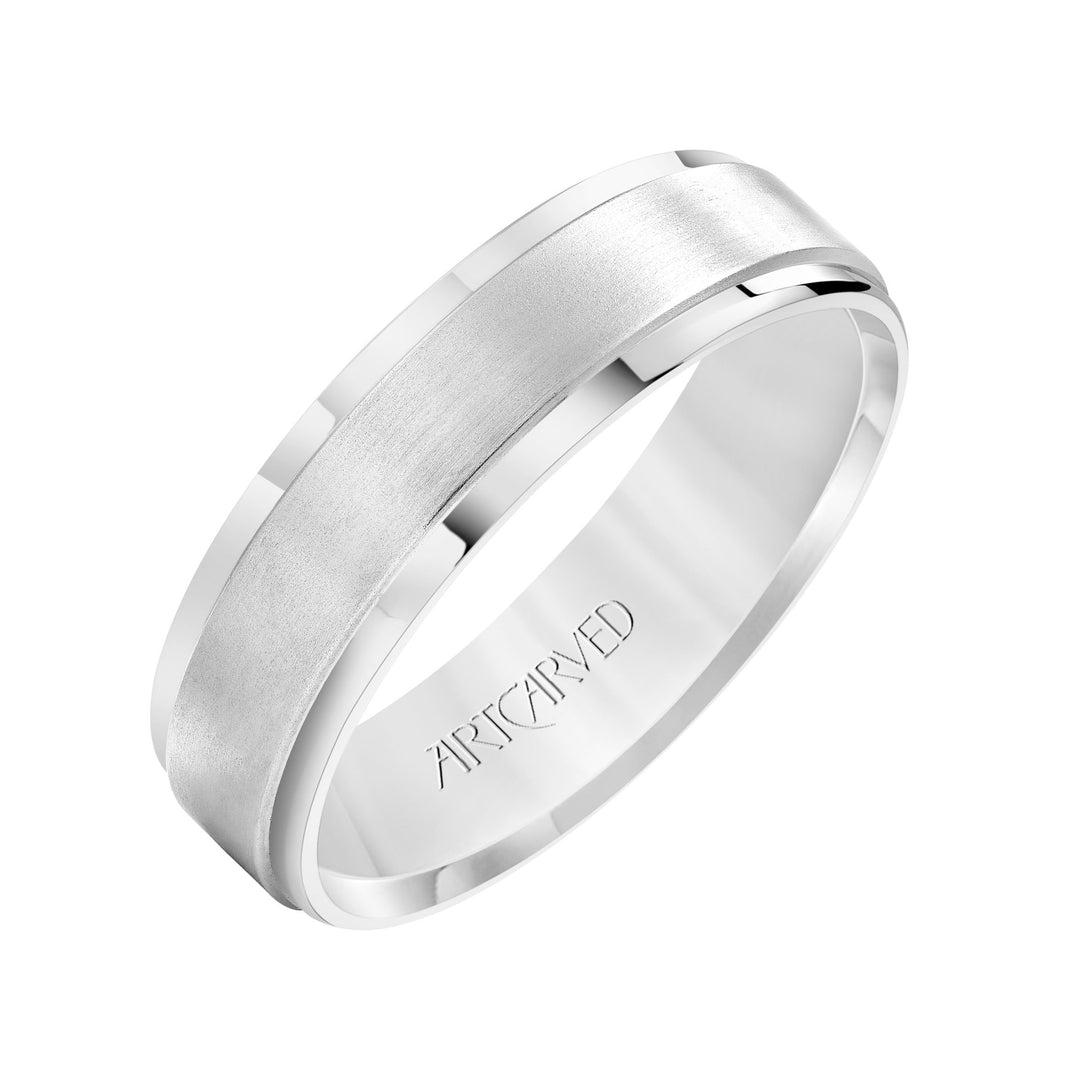 11-WV7363W6-G.00 - Goldman - Comfort Fit wedding band with horizontal brushed finish and bright, rolled edges