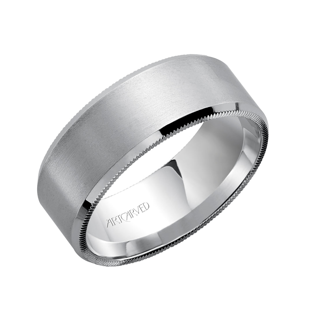 11-WV7368W-G.00 - Goldman - Comfort Fit, engraved wedding band with satin finish and detailed edges