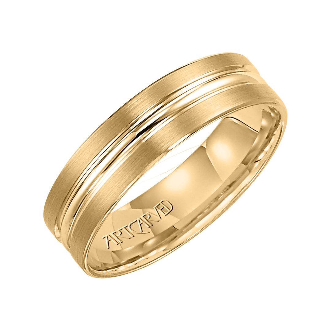 11-WV7393-G - ARTCARVED - Comfort Fit, concave wedding band with satin and bright finishes and beveled edges