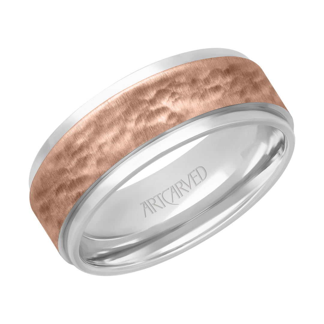 11-WV7479WR-G.00 - ARTCARVED - Comfort Fit wedding band with brushed hammered finish and bright flat edges Please note hand hammered styles will have slight variations due to the nature of the manufacturing process
