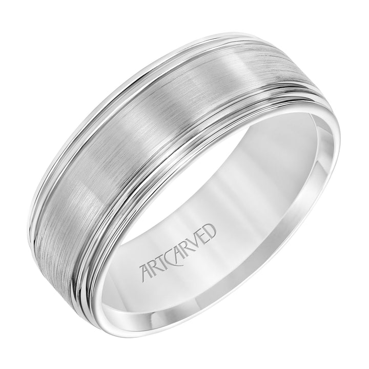Flat Round Edge Carved Wedding Band