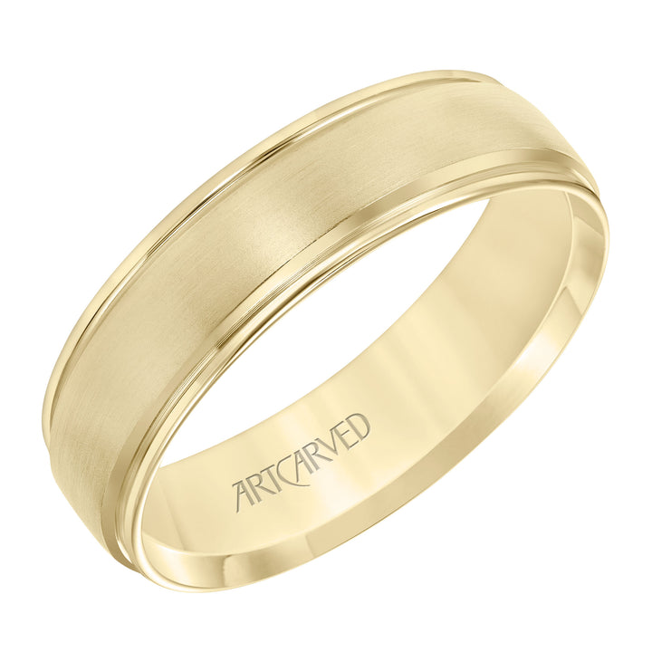 11-WV8899-G - ARTCARVED - Low Dome Round Edge Carved Wedding Band