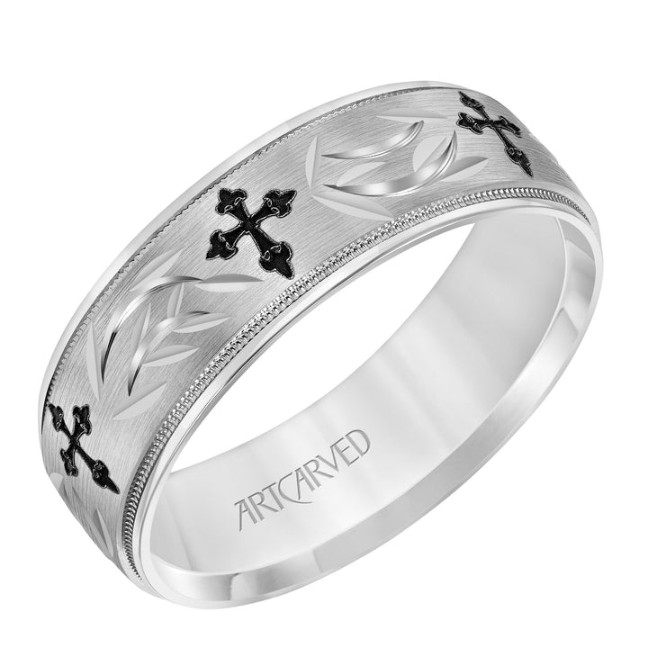 11-WV8909-G - ARTCARVED - Low Dome Round Edge Carved Wedding Band