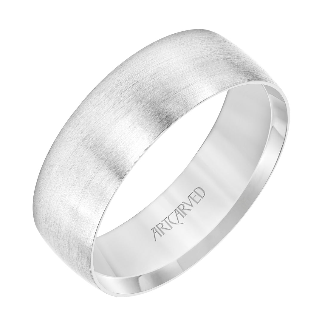 11-WV9031P7-G.00 - Goldman - Low Dome Flat Edge Carved Wedding Band