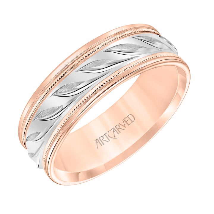 11-WV9064-G - ARTCARVED - Low Dome Round Edge Carved Wedding Band