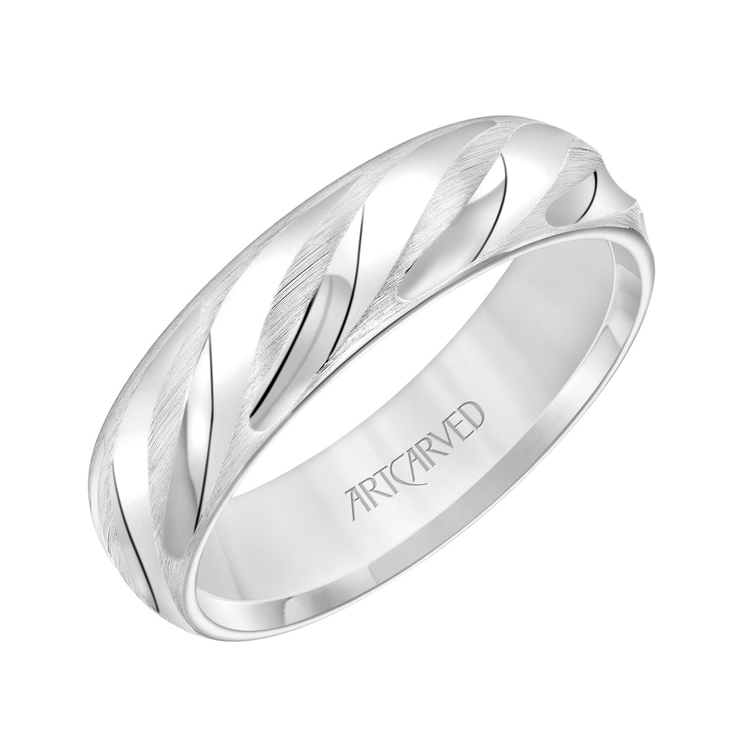 11-WV9065W6-G.00 - ARTCARVED - High Dome Flat Edge Carved Wedding Band