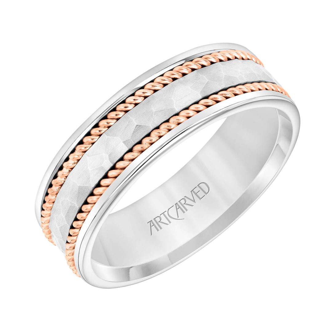 11-WV9066-G - ARTCARVED - Flat Rope Edge Carved Wedding Band