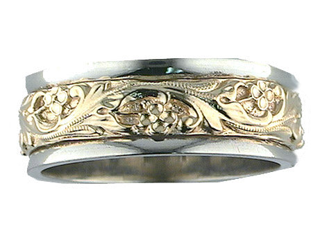 11-WV4309-G.00 - ARTCARVED - 8mm Wedding band with an intricate engraved center and rounded edges