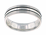 11-WV4503-G - ARTCARVED - Comfort Fit wedding band with modern black linear design, brushed finish and rolled edges