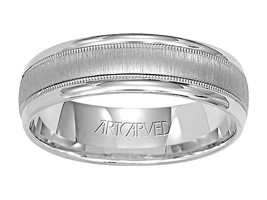 11-WV5014-G - ARTCARVED - Comfort Fit wedding band with brushed finish, milgrain and rolled edges
