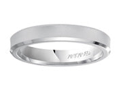 Comfort Fit, engraved wedding band with beveled edges and satin finish