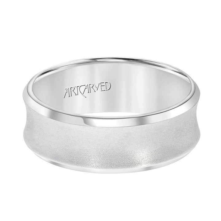 11-WV7188-G - ARTCARVED - Comfort Fit, engraved wedding band with beveled edges and satin finish