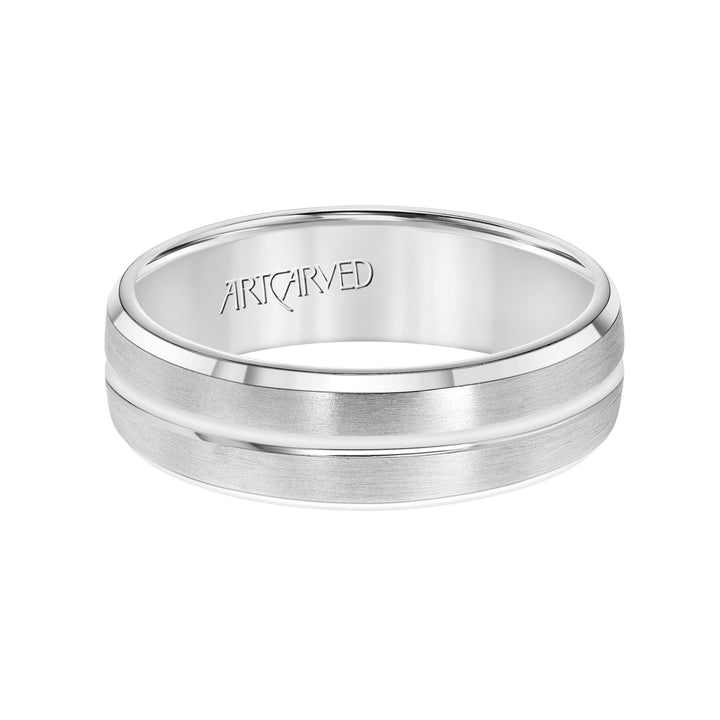 11-WV7255-G - ARTCARVED - Comfort Fit wedding band with brushed finish, high polished center and beveled edges