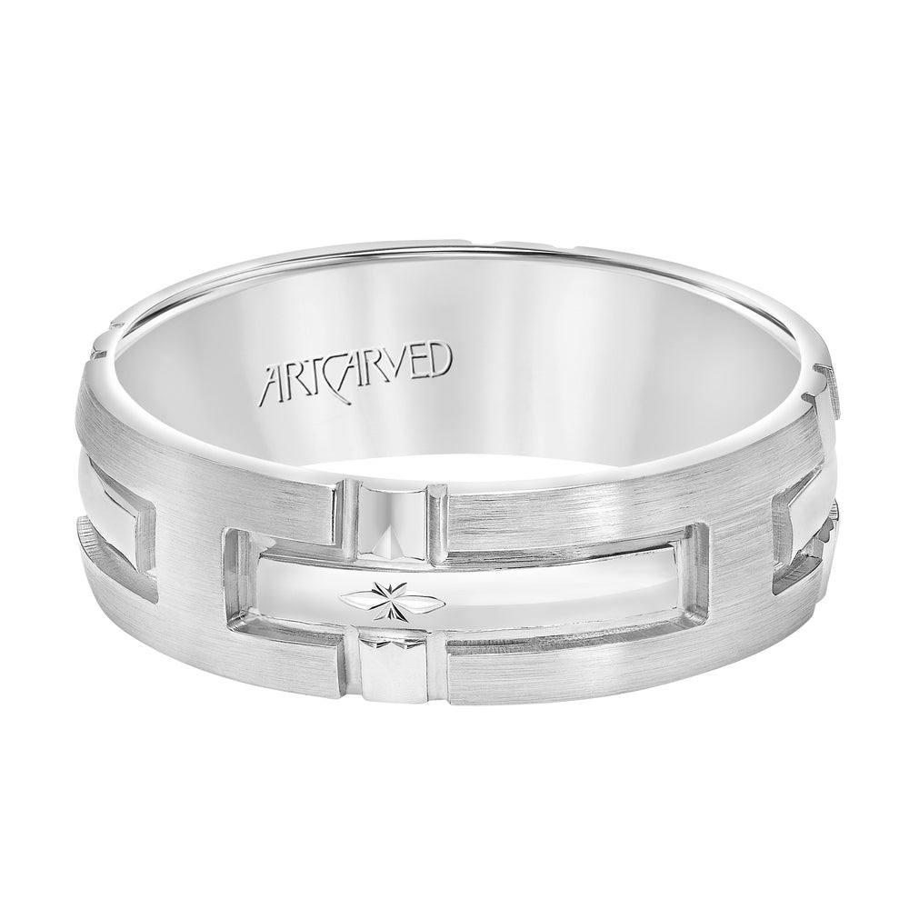 11-WV7353-G - ARTCARVED - Comfort Fit wedding band with engraved cross design