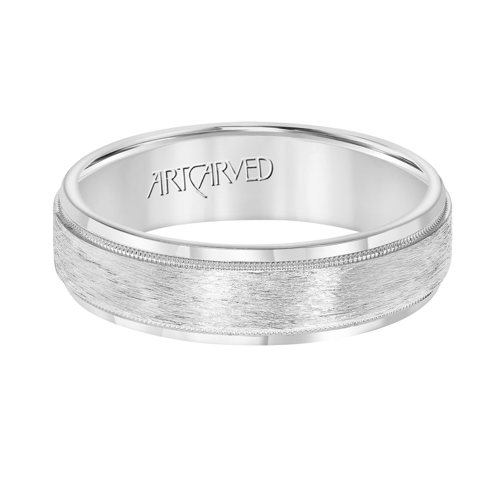 11-WV7382W6-G.00 - ARTCARVED - Comfort Fit wedding band with Wire finish, milgrain and rolled edges