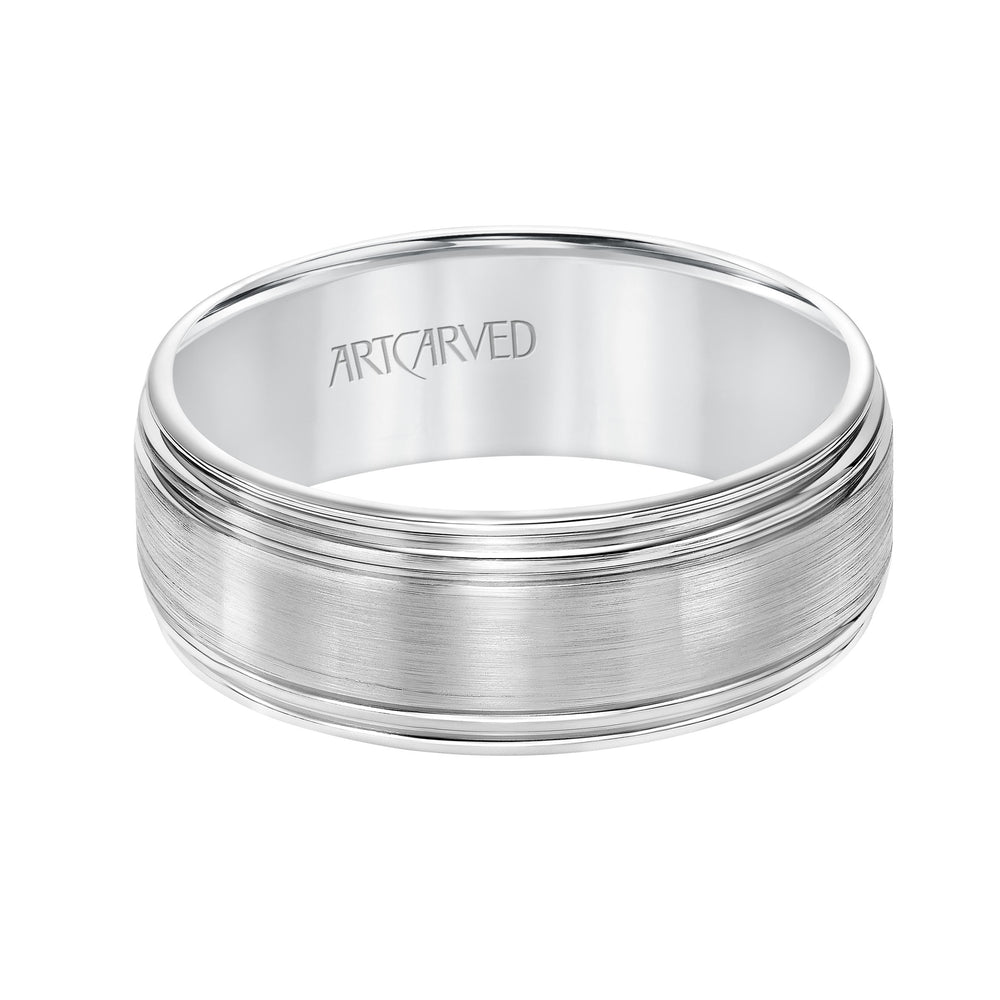 11-WV8890-G - ARTCARVED - Flat Round Edge Carved Wedding Band