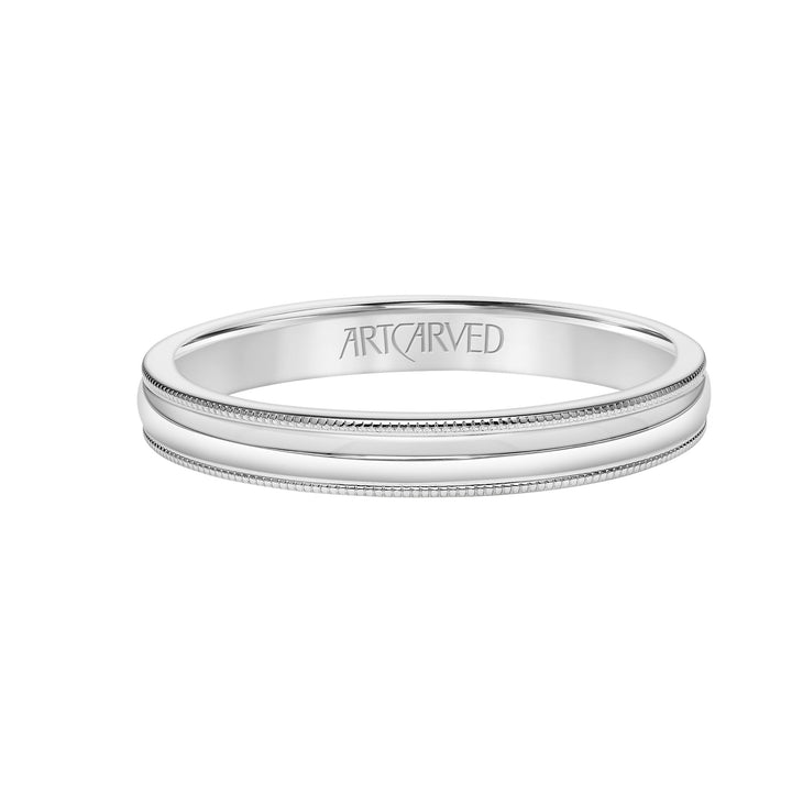 11-WV8897W3-G.00 - ARTCARVED - 3MM Carved Low Dome Band with Milgrain Edge