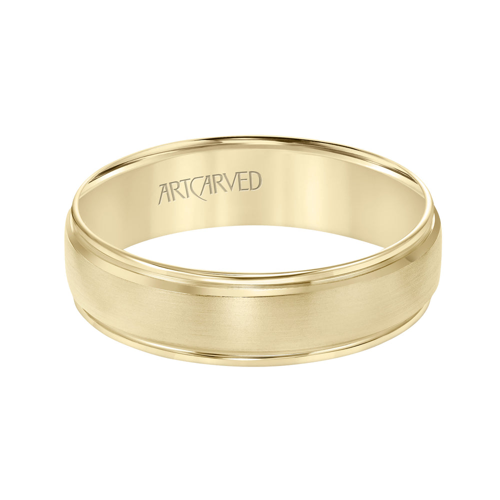 11-WV8899-G - ARTCARVED - Low Dome Round Edge Carved Wedding Band